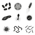 Virus and bacteria icon set. Viruses and bacterias isolated on white background. Vector illustration